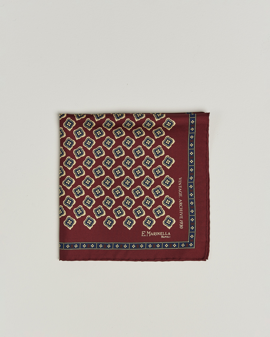 E. Marinella Archivio Silk Pocket Square Burgundy