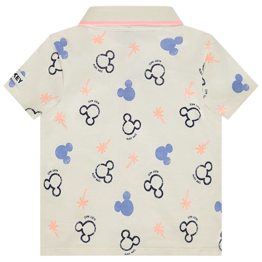 Polo manches courtes imprimé Mickey Disney pour bébé garçon - Ecru