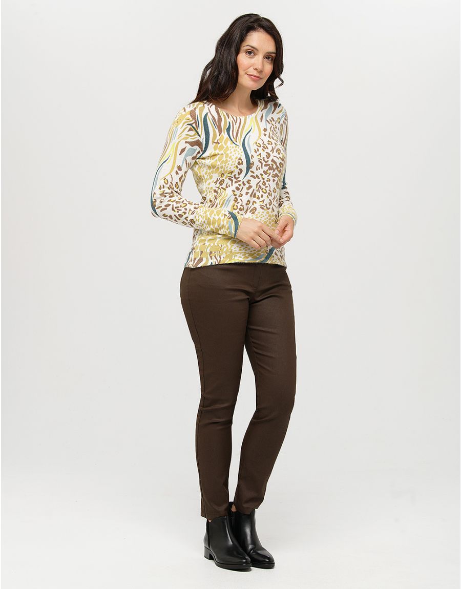 Pull blanc à motifs