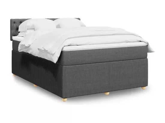 Sommier à lattes de lit avec matelas Gris foncé 140x190cm Tissu
