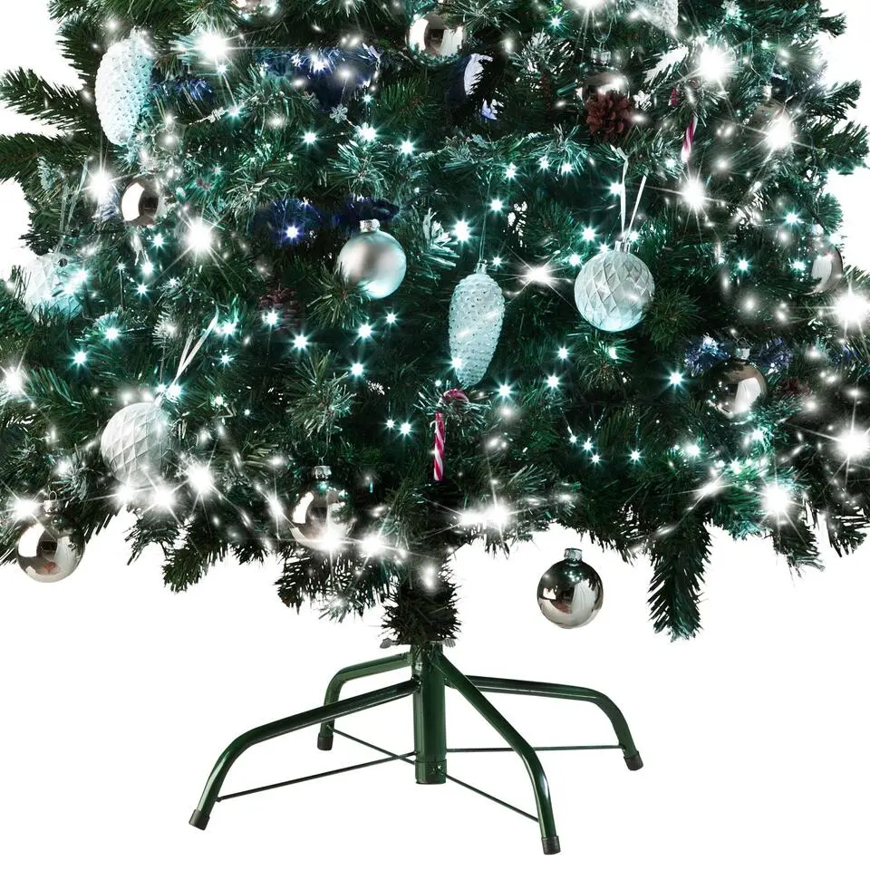tectake Kunstkerstboom met dennenappels en metalen standaard 180cm, Groen