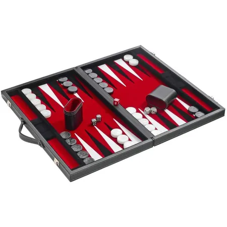 Philos Backgammon rot, medium, Kunstleder