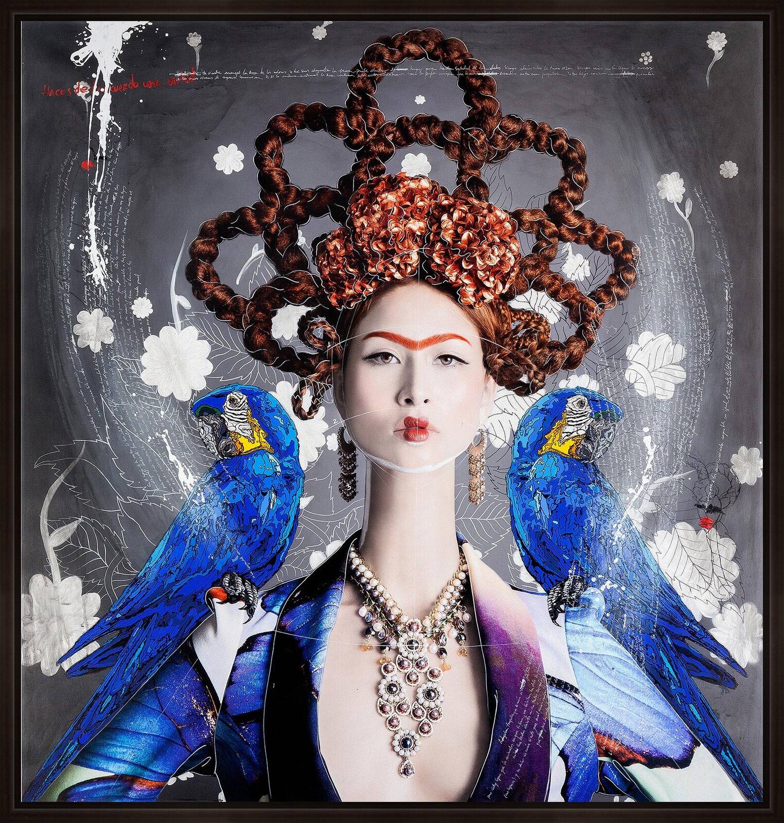 Ginger Haired Frida with Blue Macaws by Efren Isaza - Limited Edition. Edition of: 150. Signed.