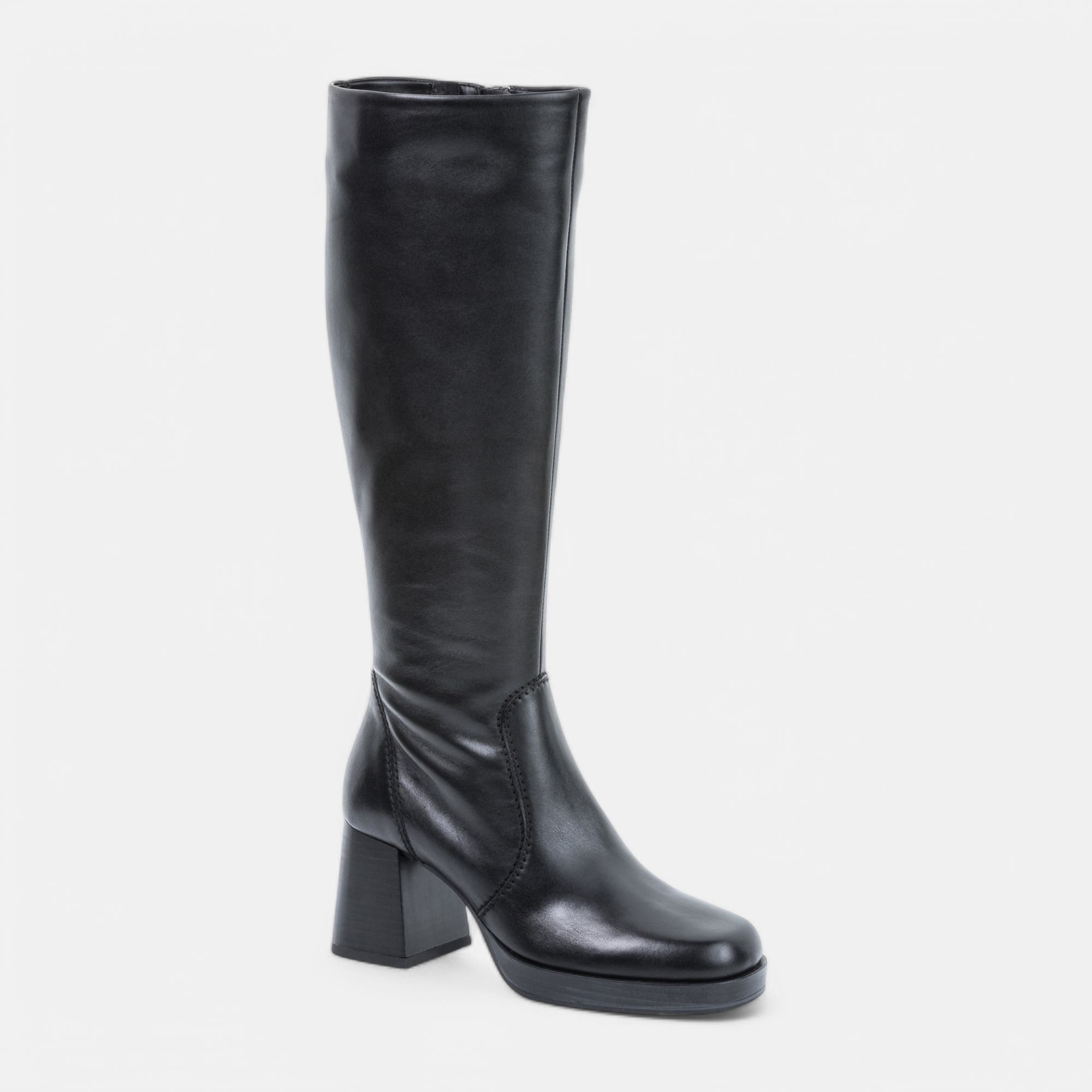 Bottes à talon Femme en cuir noir
