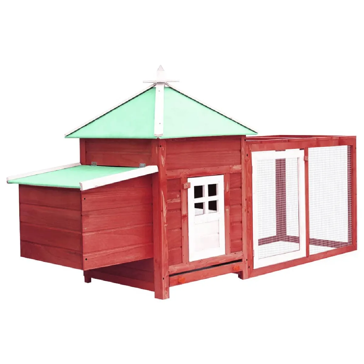 vidaXL Poulailler avec Nichoir - Rouge - 190x72x102 cm