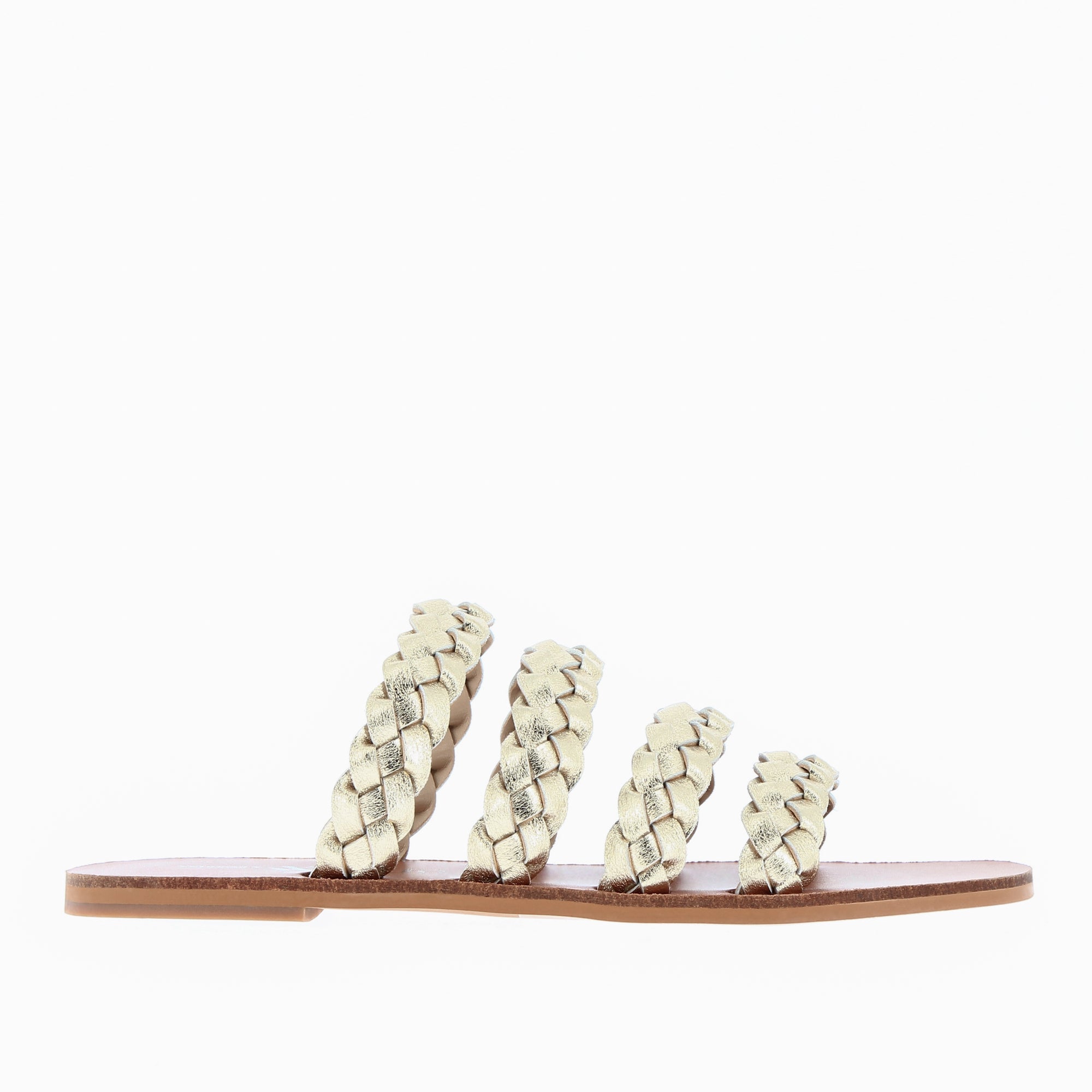 Sandales plates-Mules Mila à brides tressées or