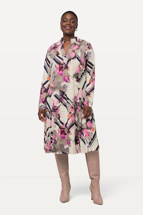 Midikleid, Punto di Roma, Tunika-Ausschnitt, Langarm
