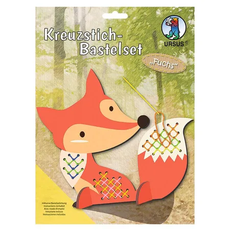 URSUS Kreuzstich Bastelset für Kinder, Motiv Fuchs