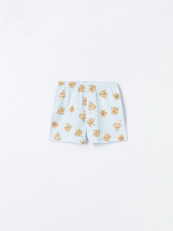 Conjunto de pijama de 3 peças e máscara para os olhos - Lavagem azul clara