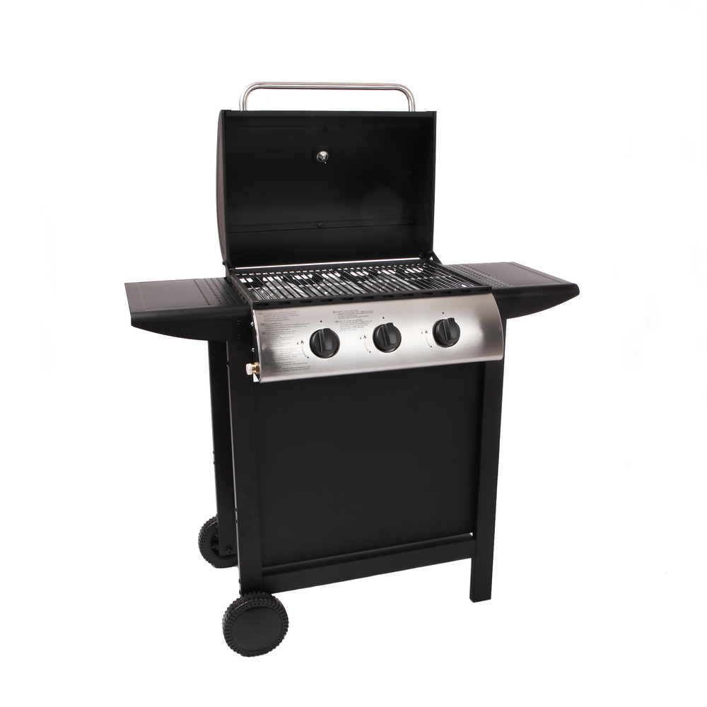 Lofoten - barbecue extérieur au gaz 3 brûleurs - puissance 8,4 kw - capot de fermeture avec thermomètre - 2 grilles en acier chromé,