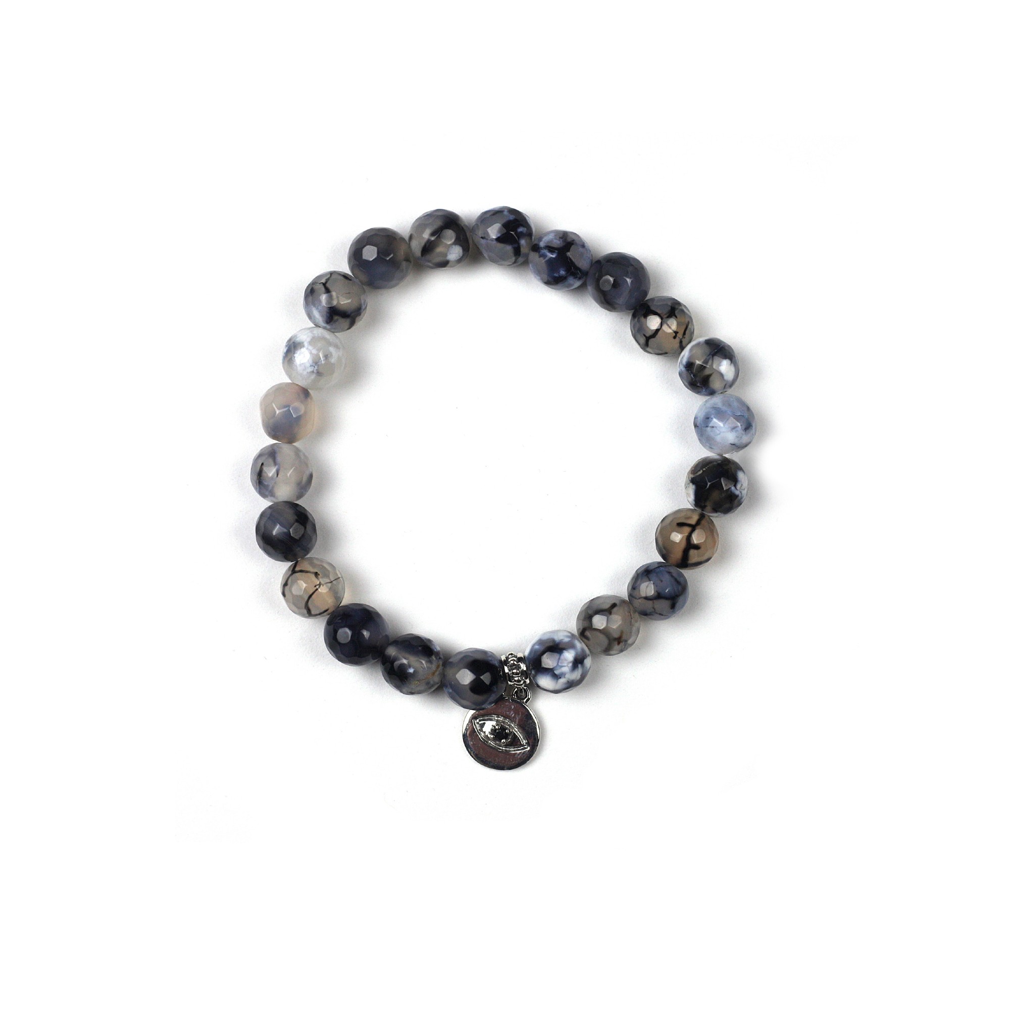 Armband 'Evil Eye', Chalcedon-Perlen und Sterlingsilber in Geschenkbox günstig bestellen