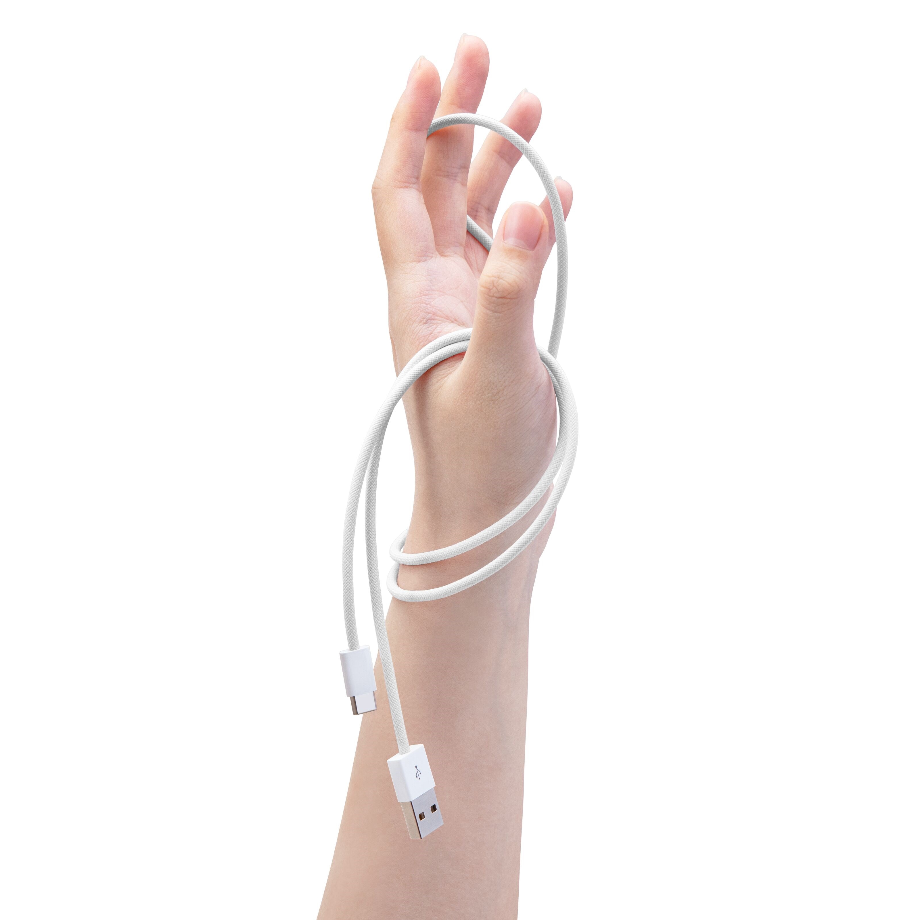 Linocell Flettet USB-A- til USB-C-kabel Hvit 0,5 m