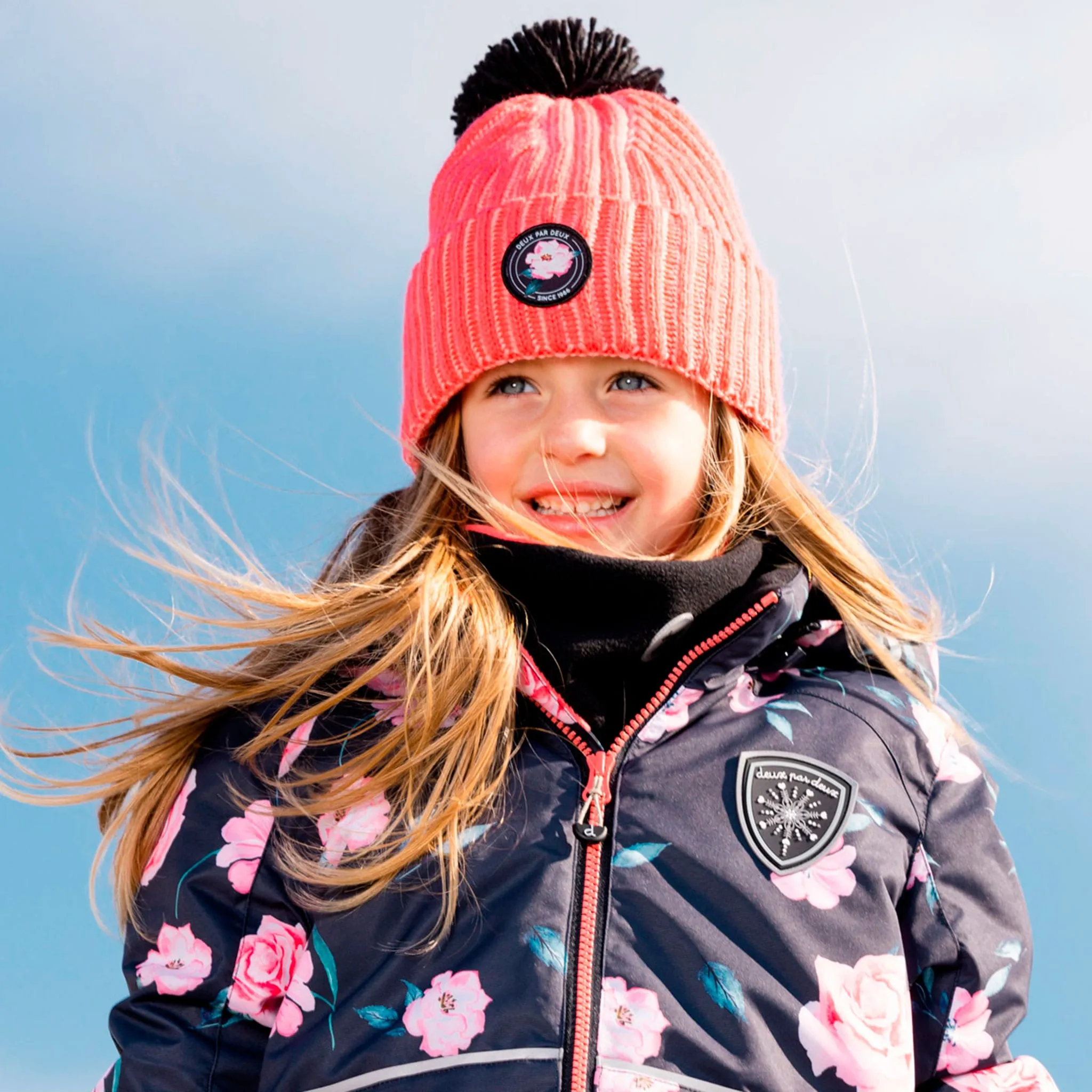 Deux par Deux Tuque Tricot Roses 2-14ans