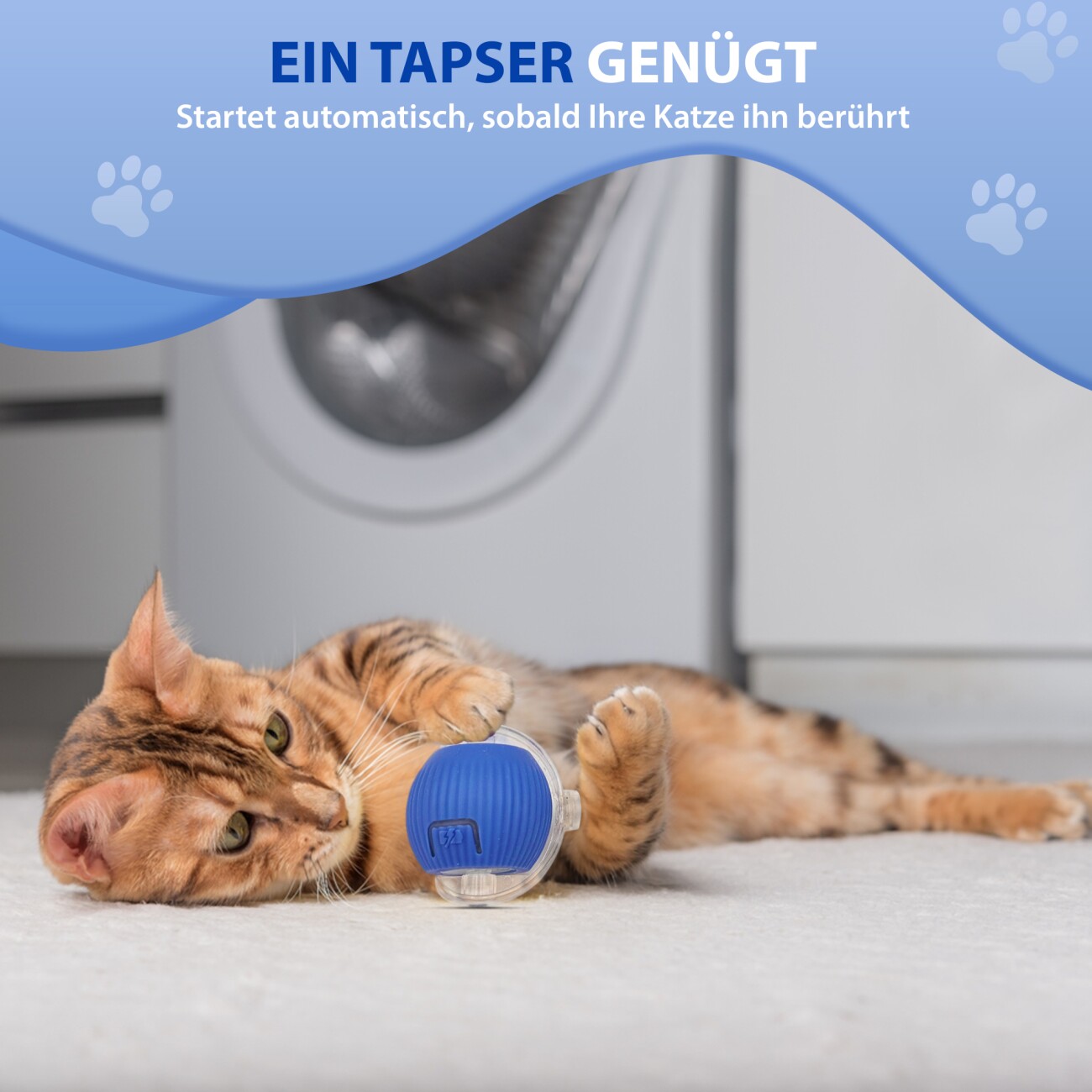 Petsation Interaktiver Katzenball blau