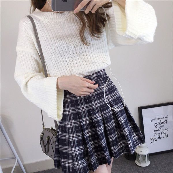 CosmoCorner - Geruite minirok met hoge taille en plooien