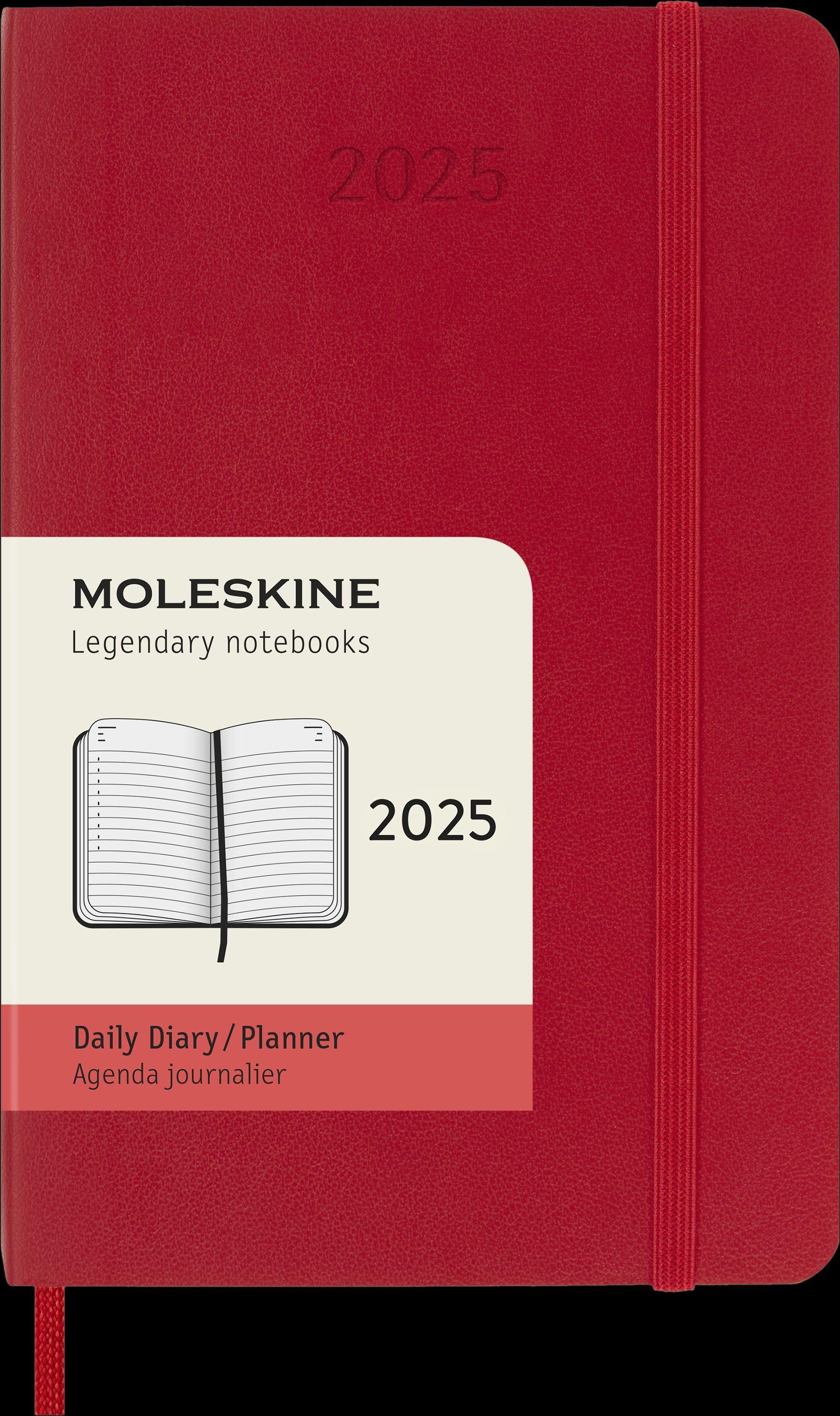 Moleskine 12 Monate Tageskalender 2025, Pocket/A6