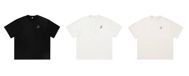 Really Point - Koppel bijpassende korte mouwen ronde hals drop schouder letters print oversized T-shirt