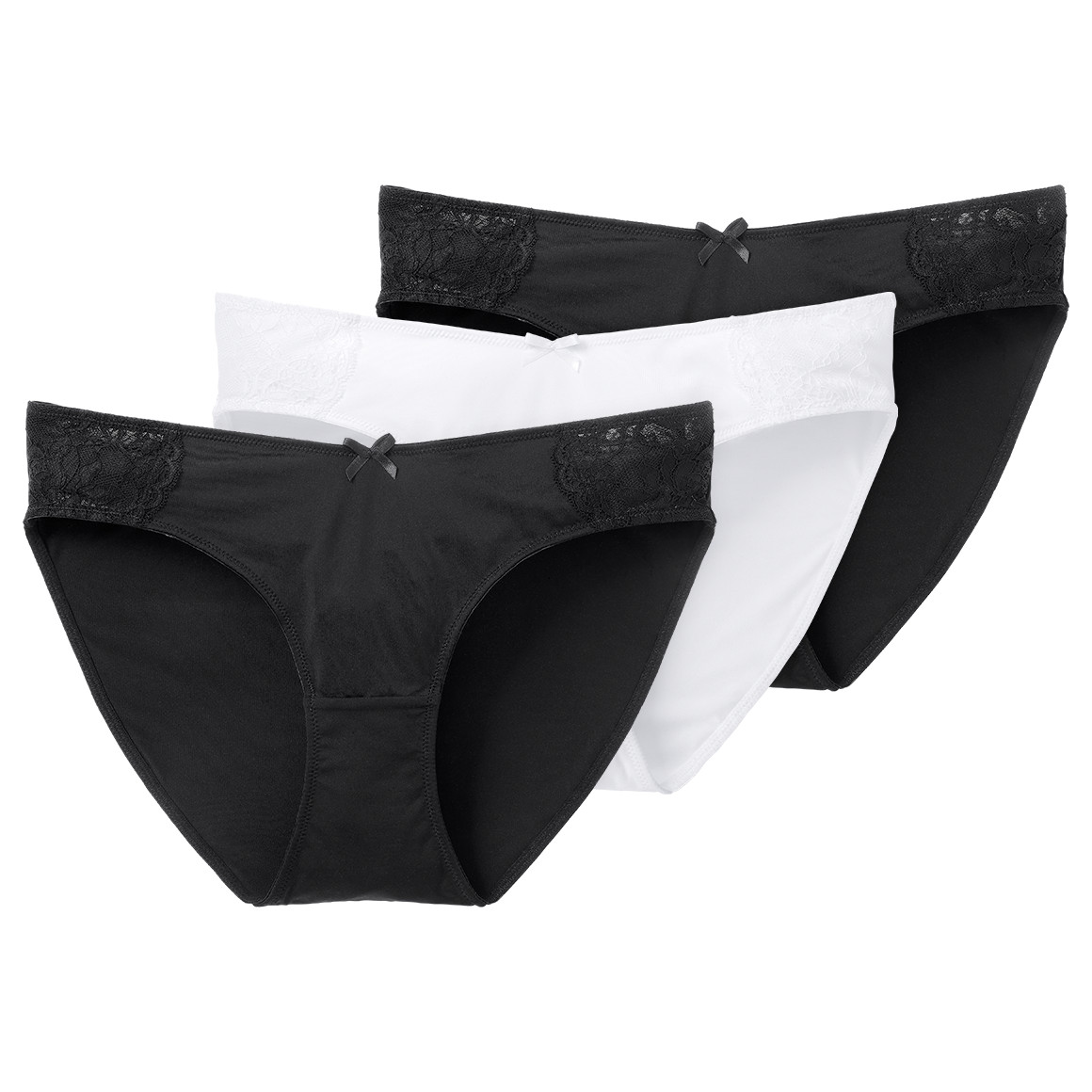Gina Mama 3 Damen Umstands-Slips  mit Spitze weiss / schwarz