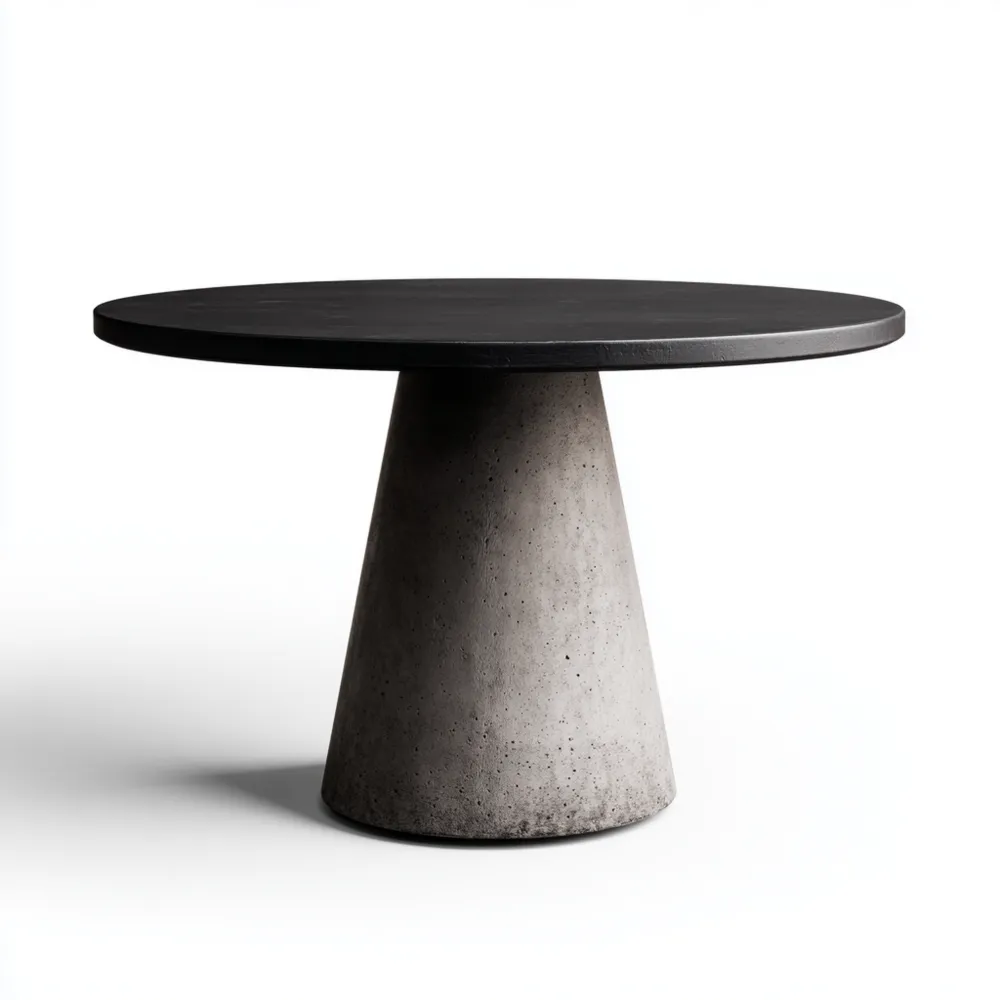 Runder Esstisch aus Beton 120x120x75 cm - Schwarz