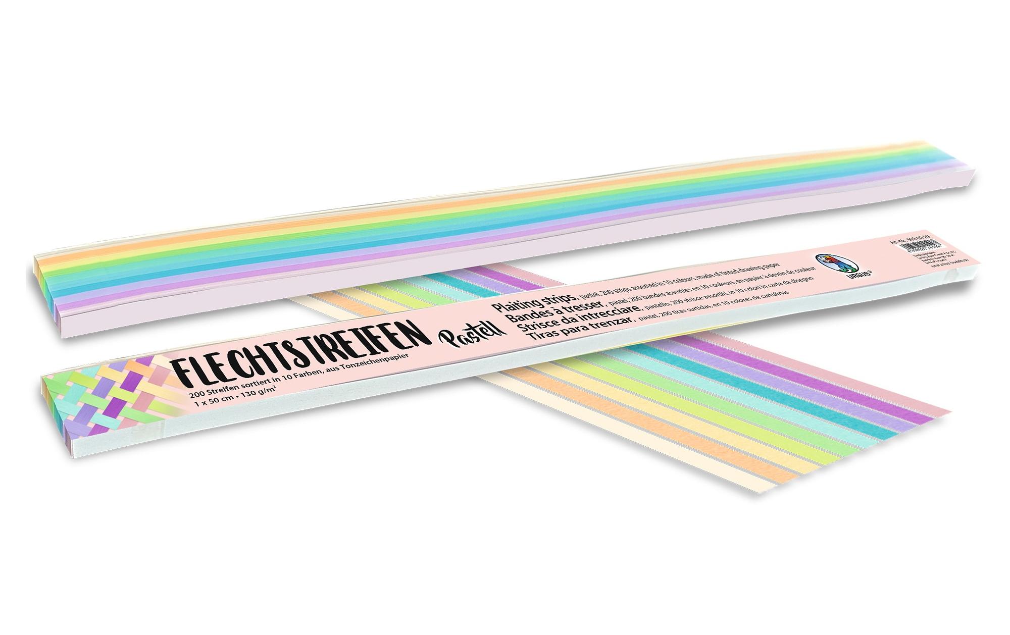 Bastelpapier Flechtstreifen 1 x 50 cm, 200 Stück, PastellFlechtpapier zum Basteln von Flechttechniken