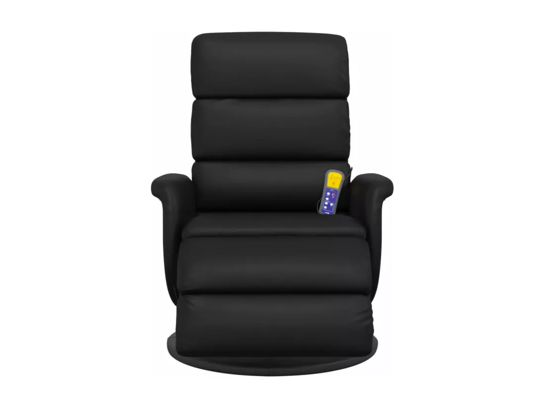 Fauteuil inclinable massant repose-pieds noir similicuir