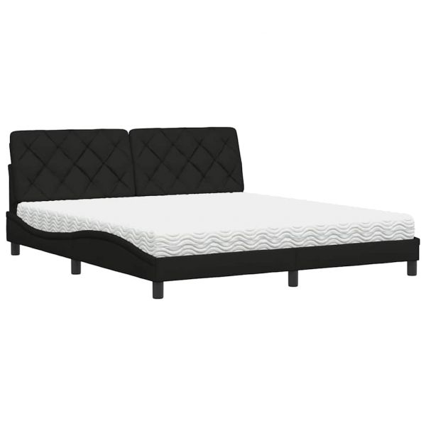 vidaXL Cama com Colchão 180x200 cm Tecido Preto - 248494823