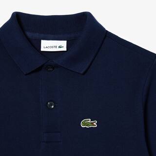 Polo regular fit à manches longues enfant Lacoste en petit piqué uni Polos - Bleu - Lacoste - Enfant