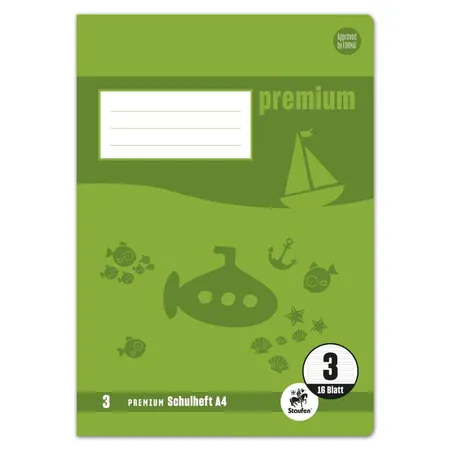 Staufen Premium Schulheft Lin3 A4 16 Blatt 90g/qm 21 Doppellinien