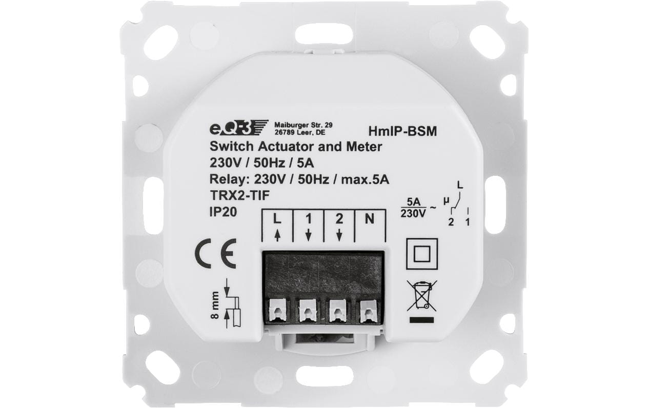 Smart Home Funk-Schalt-Mess-Aktor für MarkenschalterSmart Home Schaltaktor – HmIP-BSM