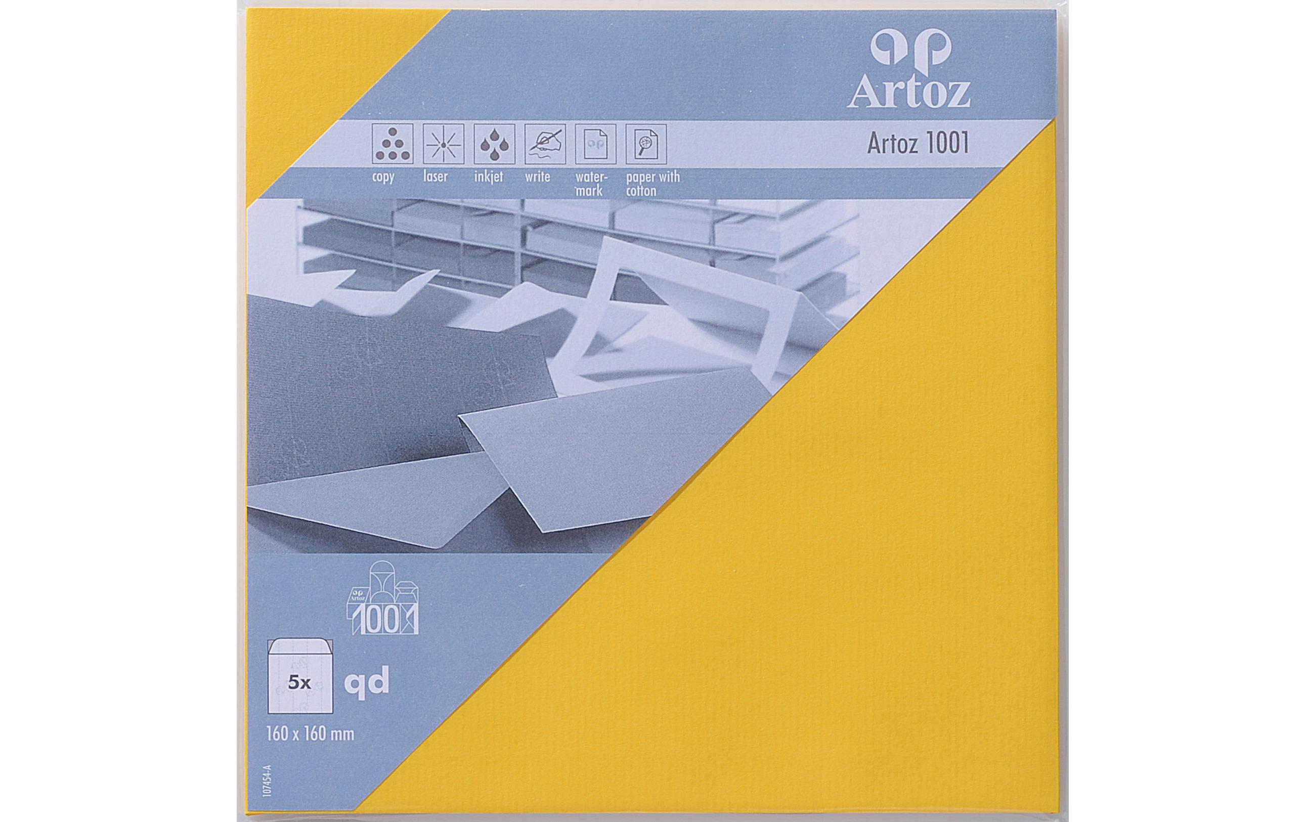 Couvert 1001, 16 x 16 cm, 5 Stück, SonnengelbEdler Briefumschlag