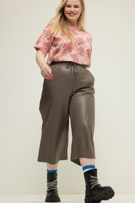 Culottes, Wide Legs, Fakeleder, Elastikbund