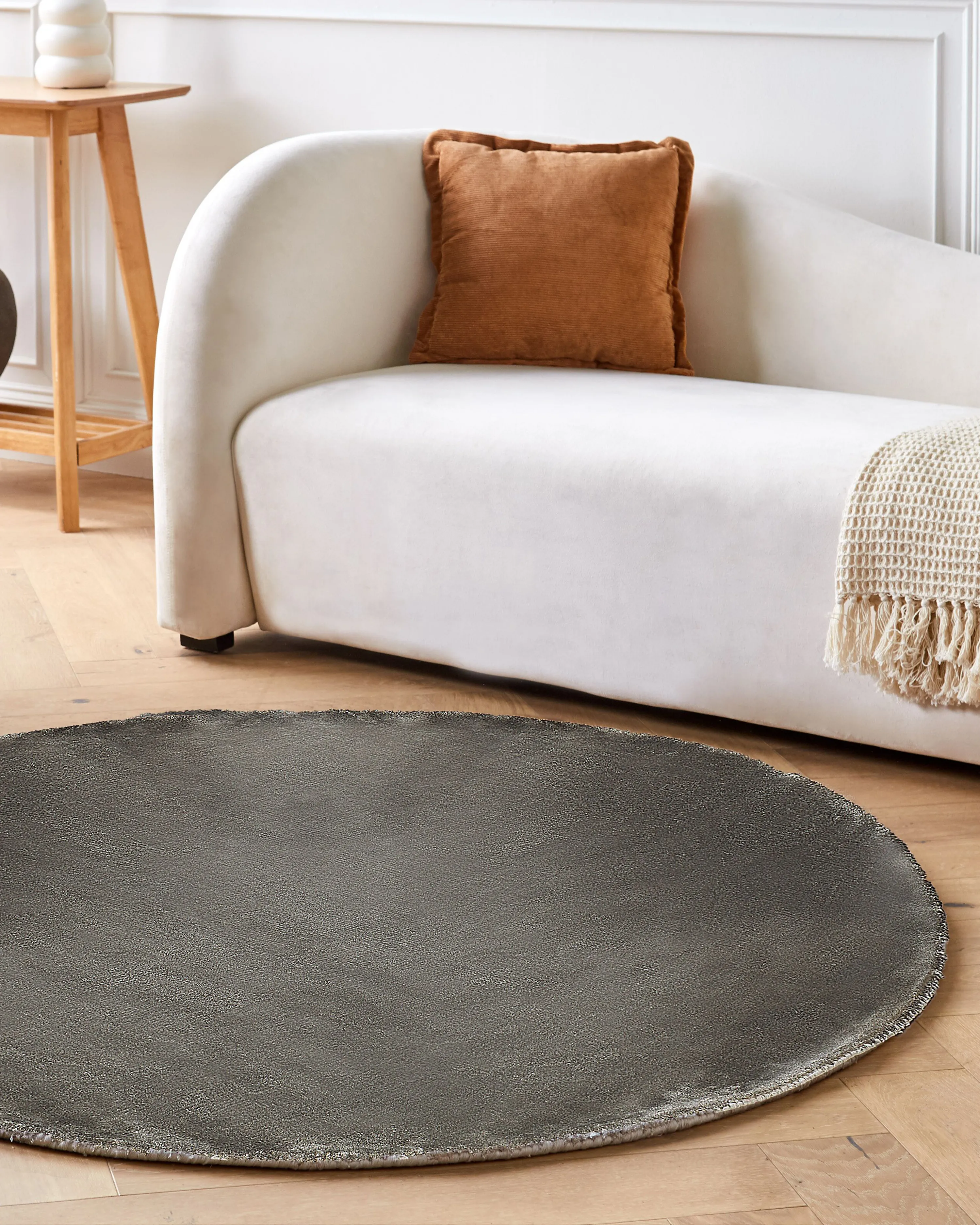 Vloerkleed GESI II Donkergrijs ø 140 cm Viscose