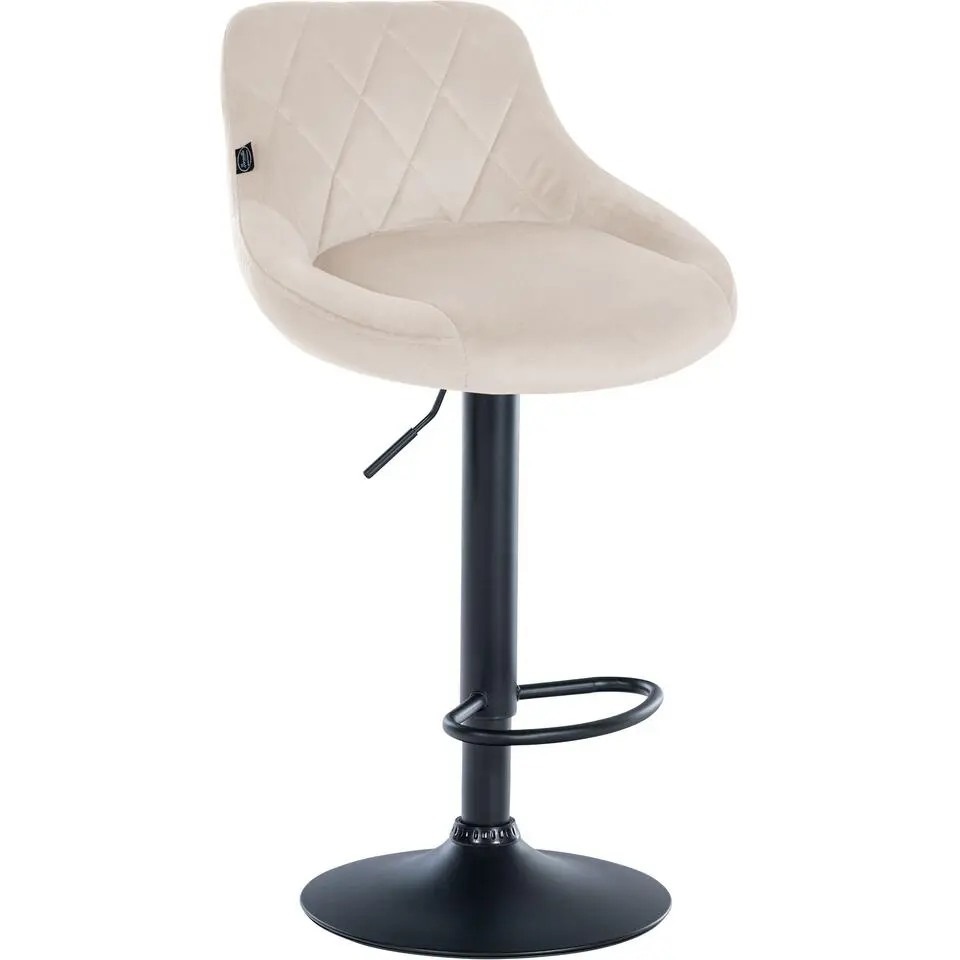CLP Barkruk Lazio zwart Frame - Stof - creme