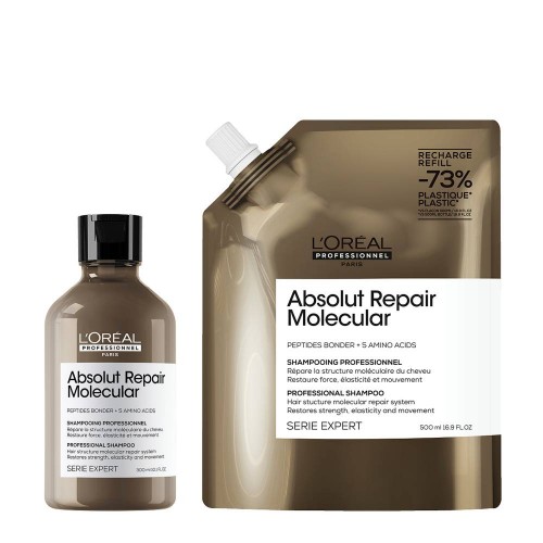 L'Oréal Absolut Repair Molecular Shampoo 300ml   Recarga 500ml