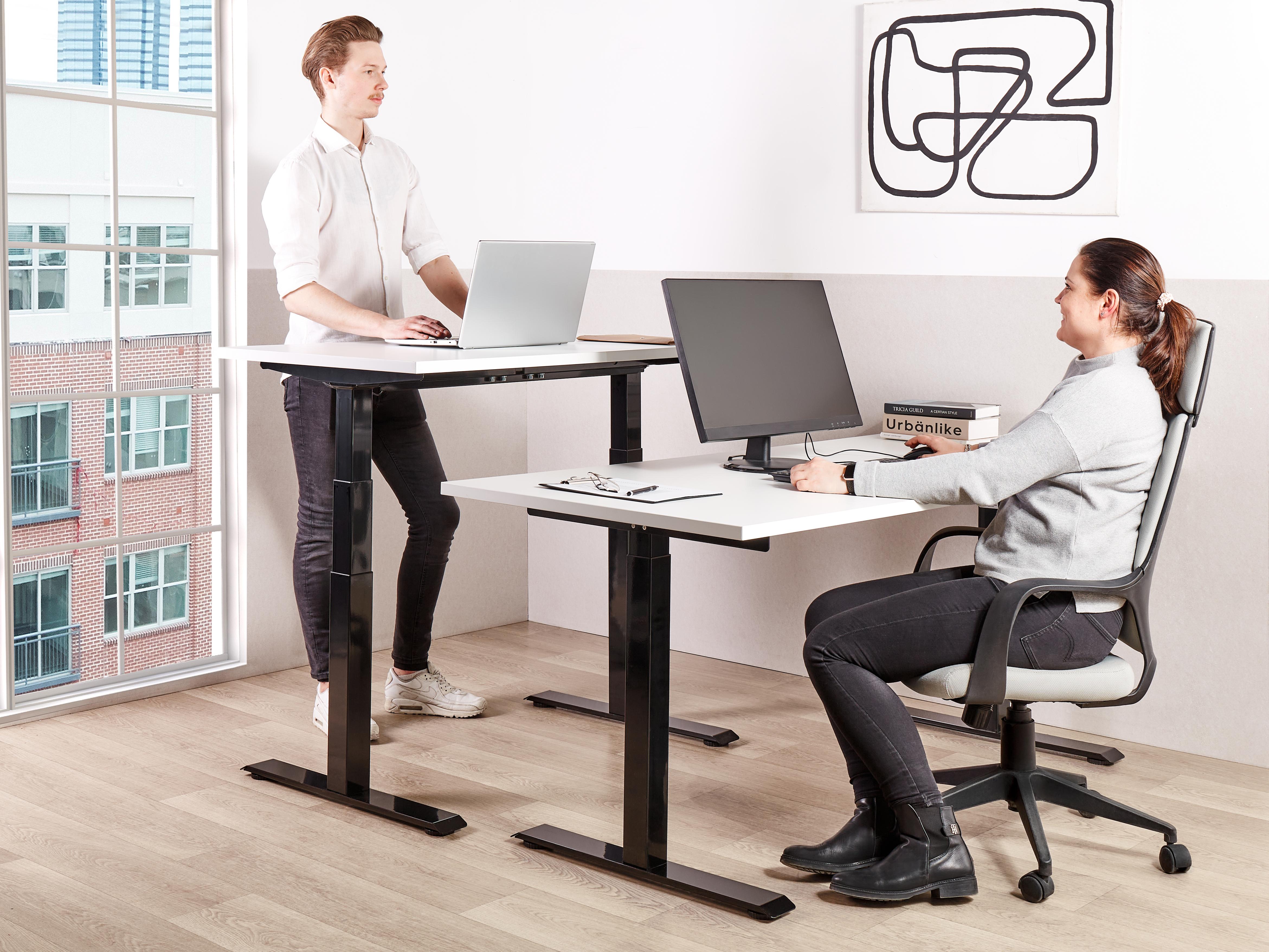 Handmatig verstelbaar sta-bureau DESTINES Wit/zwart 160 cm 72 cm