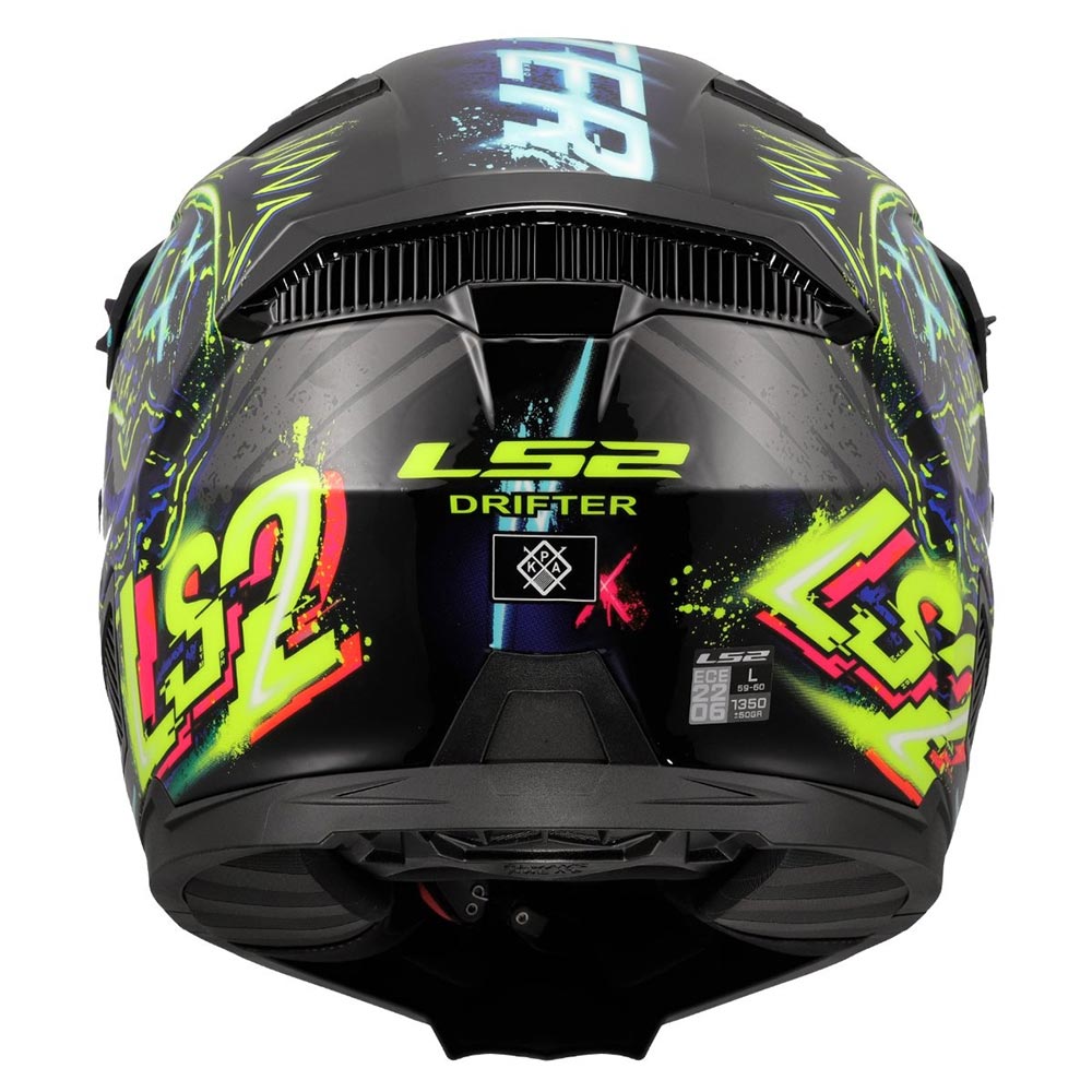 LS2 - Casque OF606 Drifter Rayz Noir / Bleu / Jaune fluo / Rose / Brillant