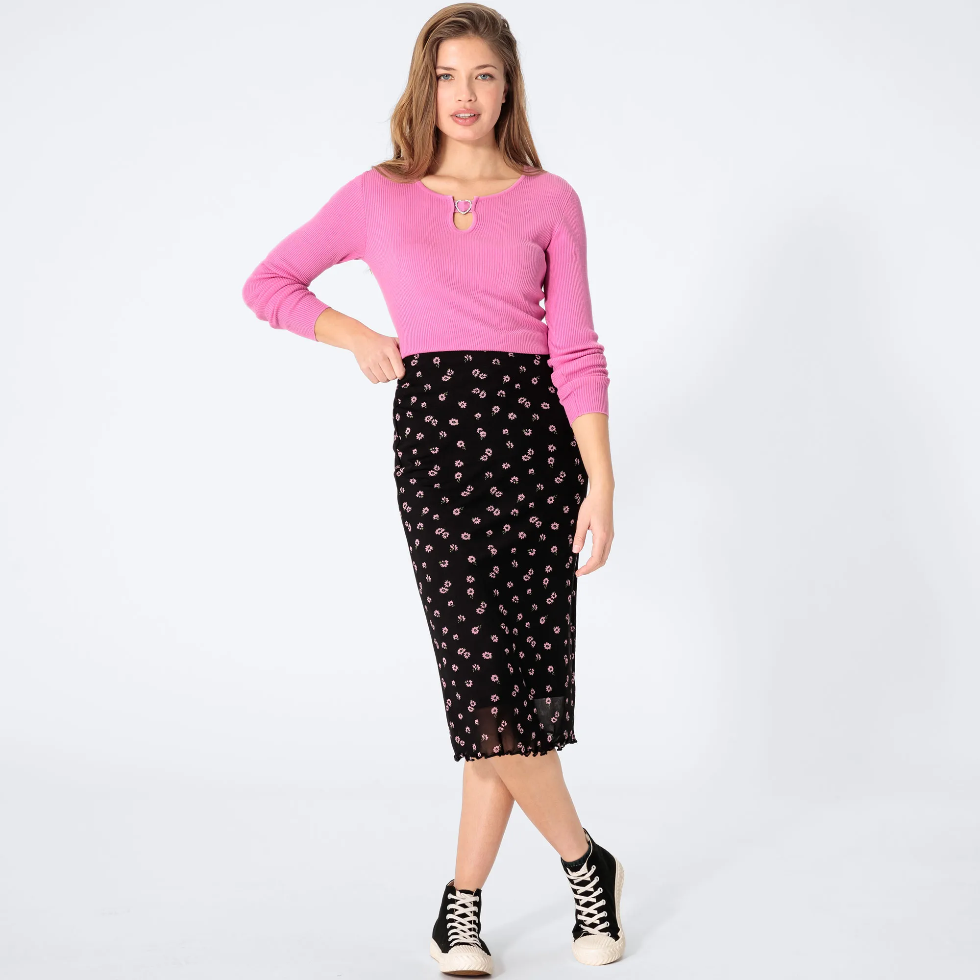 Damen-Rock mit Mesh-Lage