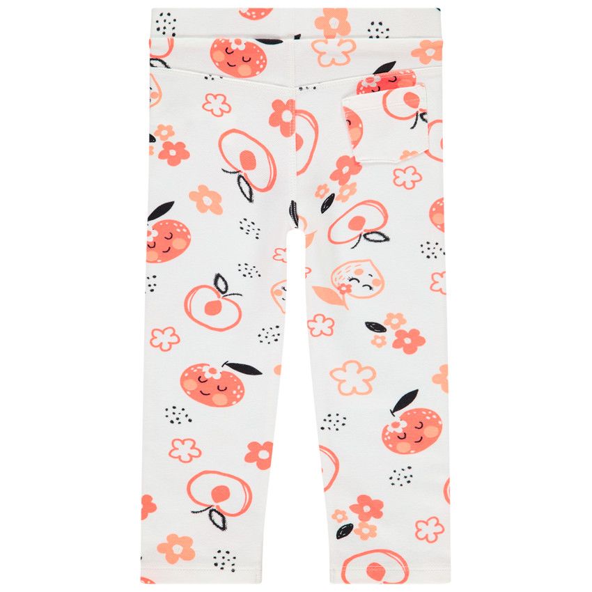 Legging imprimé fruits et fleurs pour bébé fille - Ecru