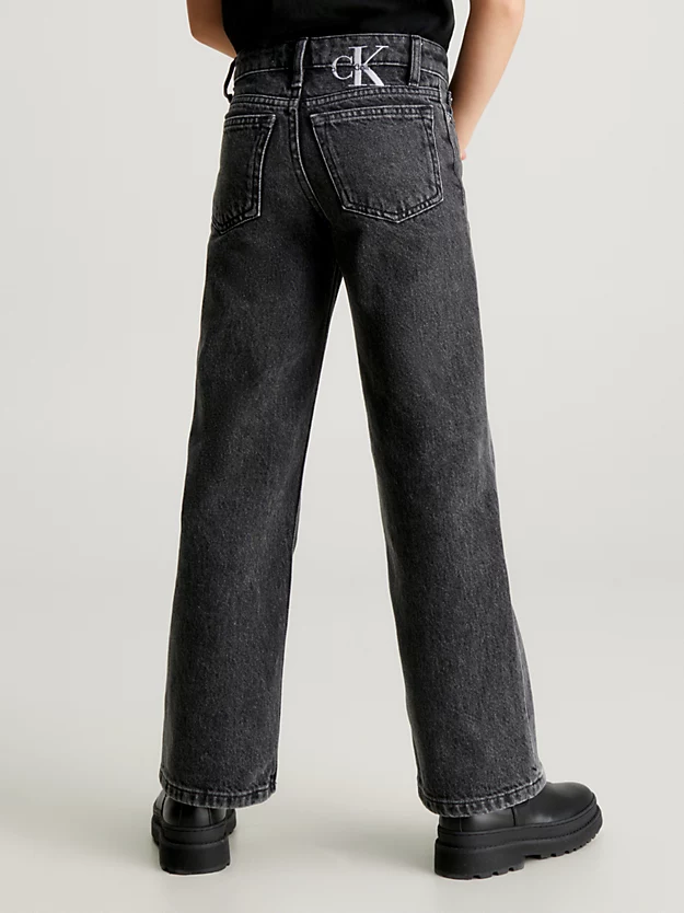 Calça jeans de cintura alta com pernas largas
