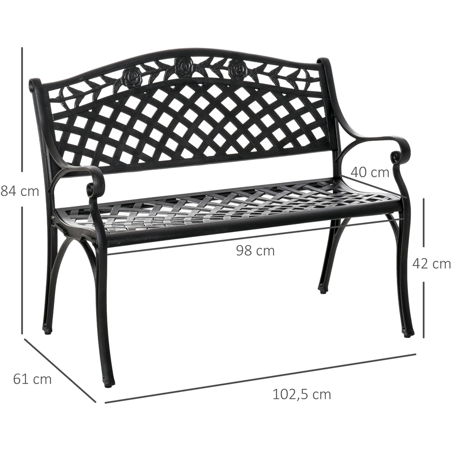 Outsunny Gartenbank aus Aluminium schwarz