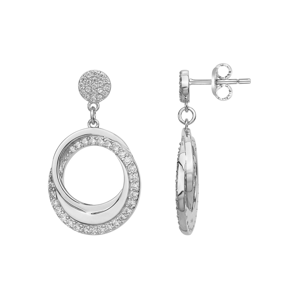 Boucles d'oreilles pendantes en Argent avec oxyde de zirconium blanc