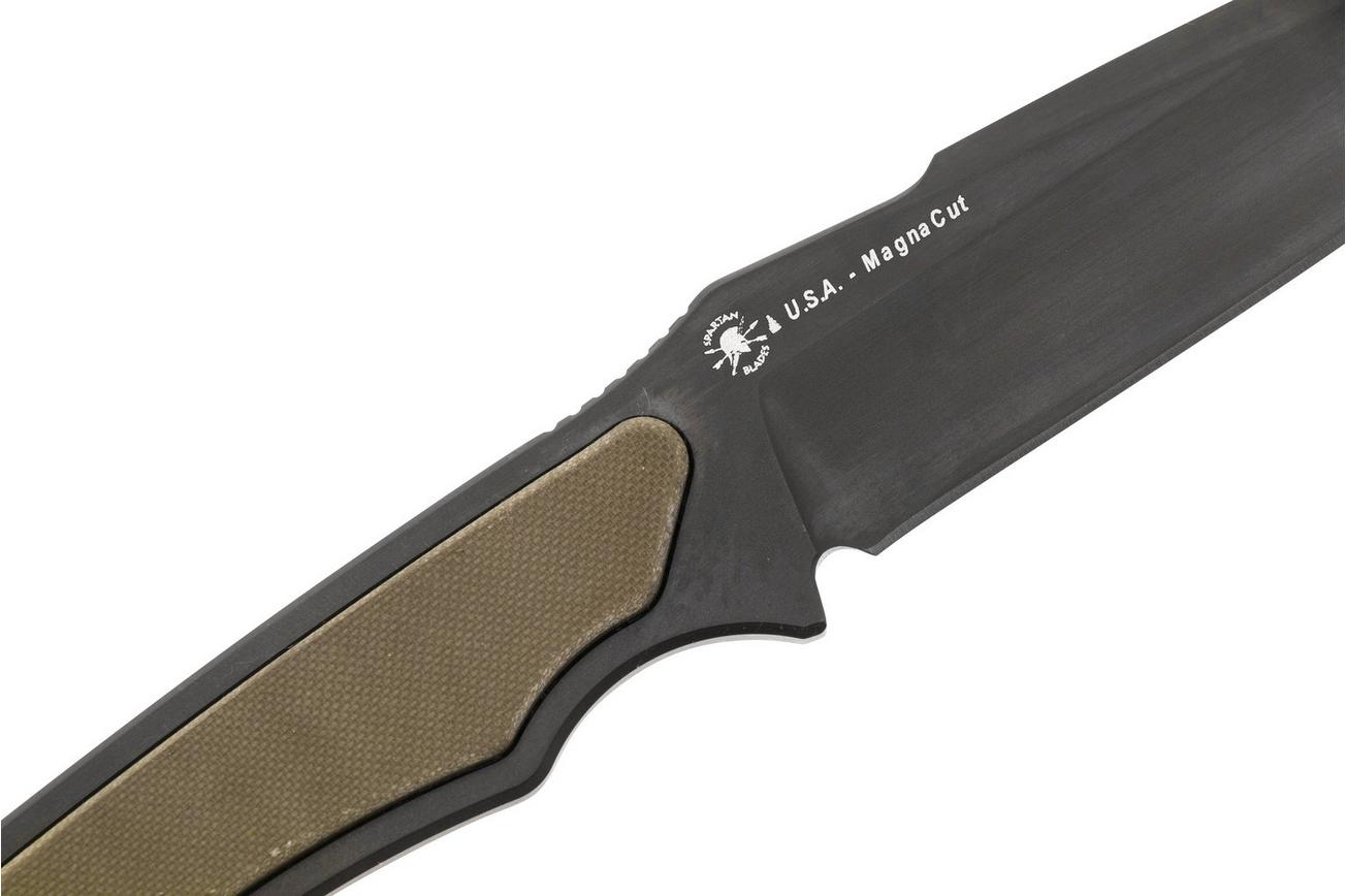 Spartan Blades Phrike SB17 Black, Green G10, vaststaand mes, kydex schede