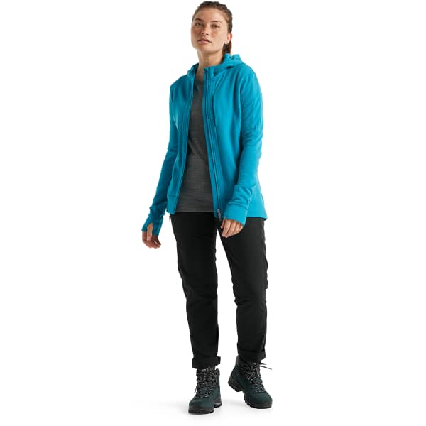 Veste polaire randonnée ICEBREAKER W QUANTUM III LS ZIP HOODIE ARTIC TEAL