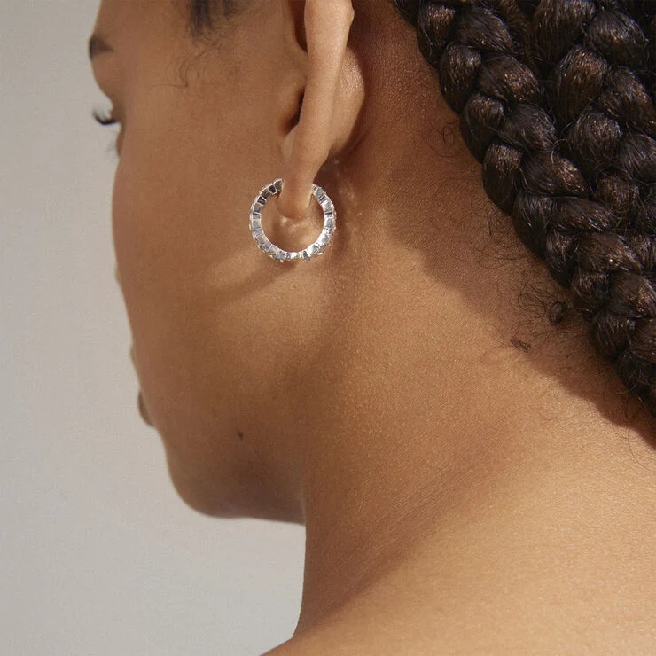 Pilgrim HELI recycled crystal hoop earrings silver-plated Sølv