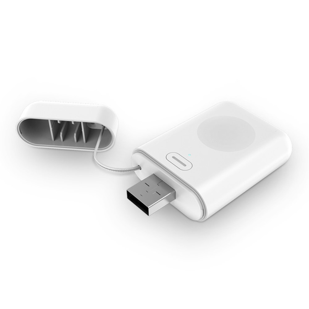Magnetische Apple Watch Powerbank Qi-Wireless Charger USB Ladegerät (1000mAh) - Weiss
