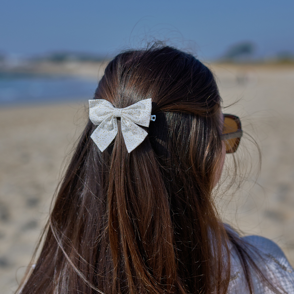 Barrette Noeud Papillon Blanc Pailleté