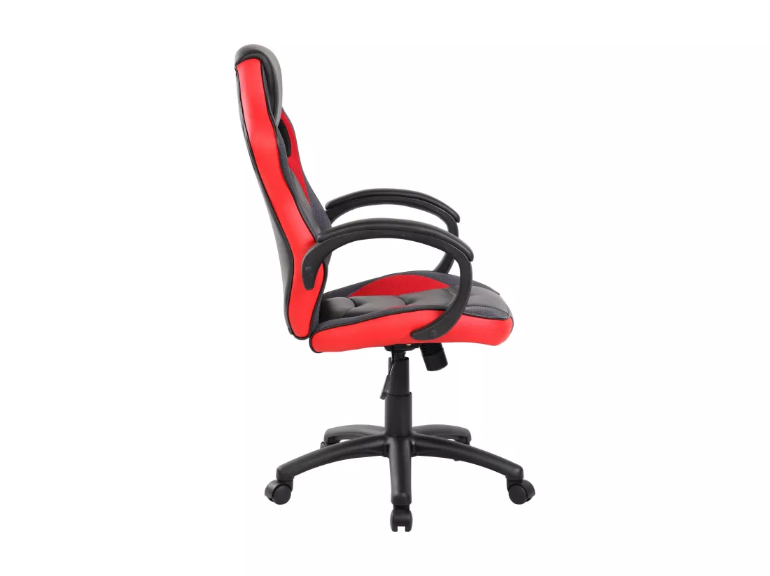Chaise de jeu Darlanc, Fauteuil de jeu pour adultes, Chaise de bureau, 66x61h104/114 cm, Noir et Rouge