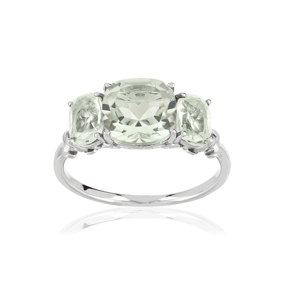 Bague or 375 blanc quartz verts