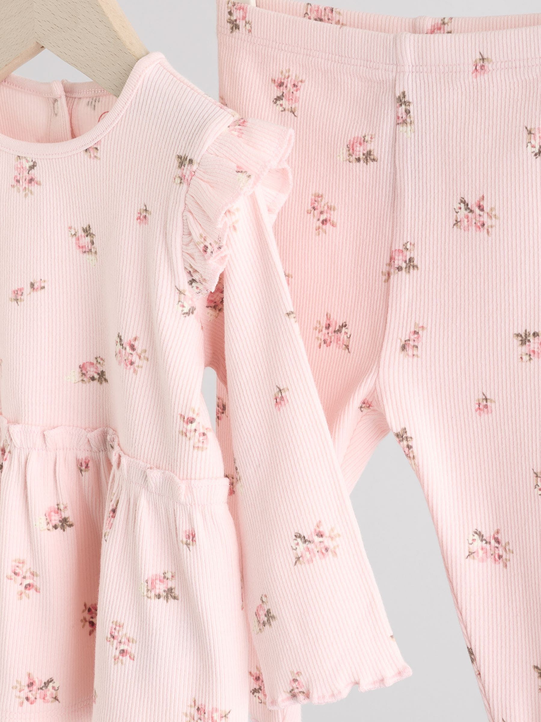 Roze met vrolijke print - Set met babyfriltop met lange mouwen en legging (0mnd-2jr)