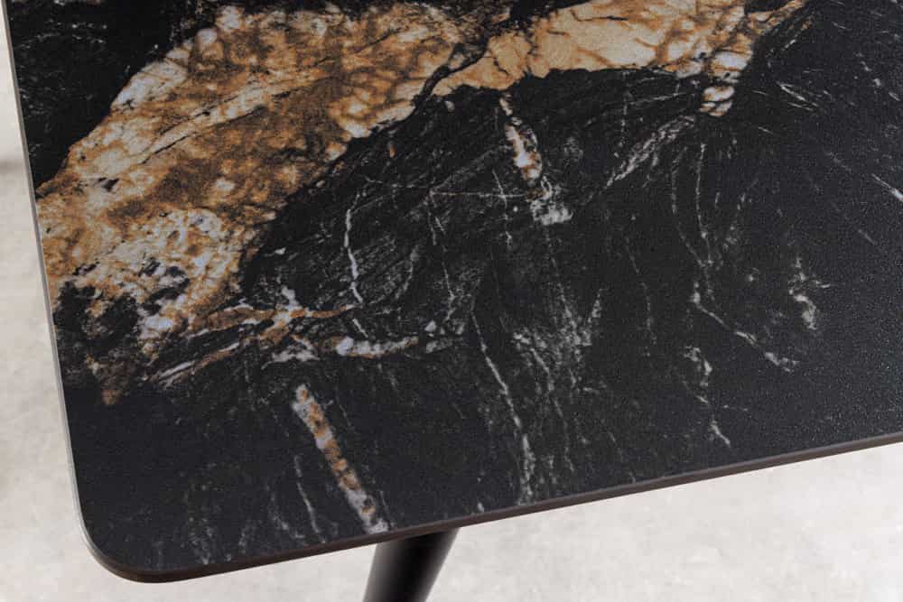 Moderner Esstisch MILANO 140cm schwarz gold sand Aurora Oro Keramik Metallgestell